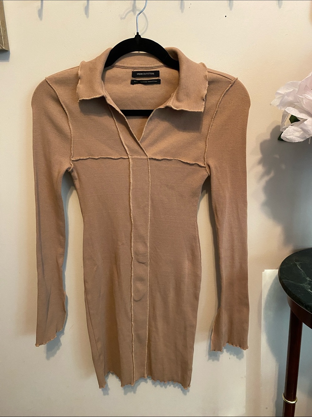 Urban Outfitters Beige Long Sleeve Polo Knit Dress Sz X-Small